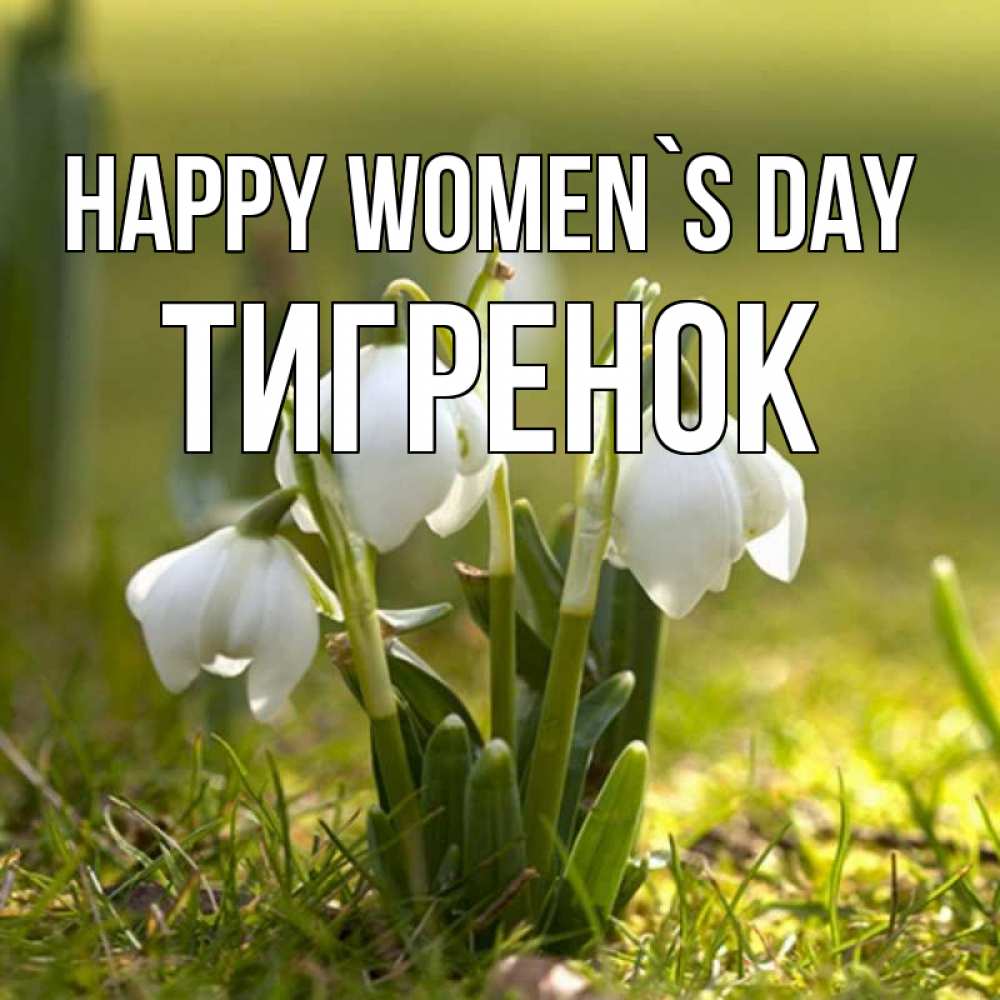 Greetings card с именем, Тигренок happy women`s day ранние цветы 2 Greetings with text for free download 
